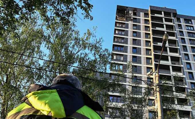 В Красногорске после удара дрона загорелась квартира